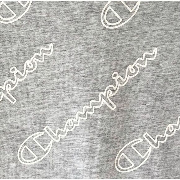 Champion Repeat Logo Heather Gray Roll Sleeve Crop Top Tee Sz 2X - Picture 3 of 8